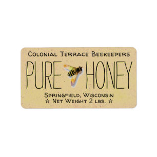 Pure Honey Rustic Beekeeper Honey Jar Label