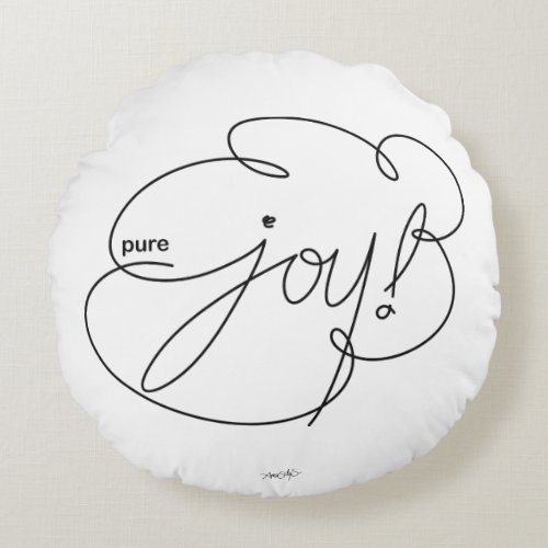 pure JOY _ Bold CloudS Round Pillow