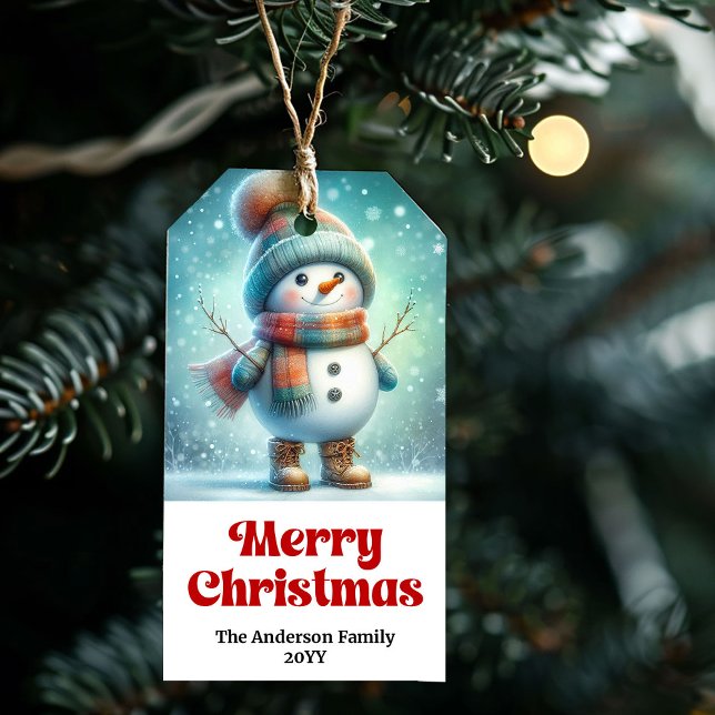 Pure Kids Gift Tag Custom Name Snowman Christmas  (Pure Kids Gift Tag Custom Name Snowman Christmas Fun)