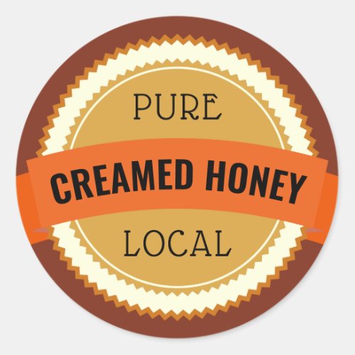 Pure Local Creamed Honey Jar Classic Round Sticker