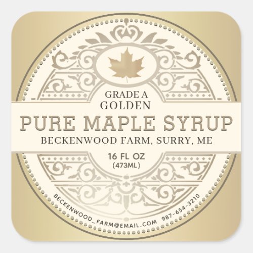 Pure Local Honey Ornate Label with Metallic Gold 