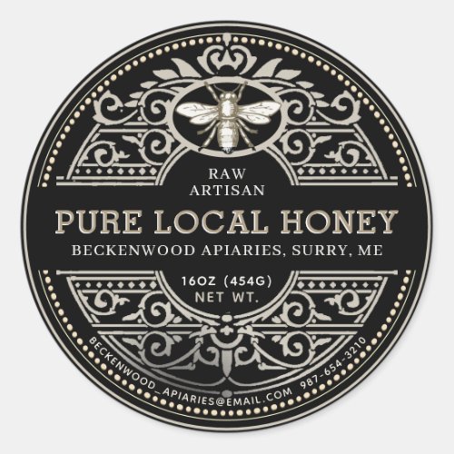 Pure Local Honey Ornate Product Label