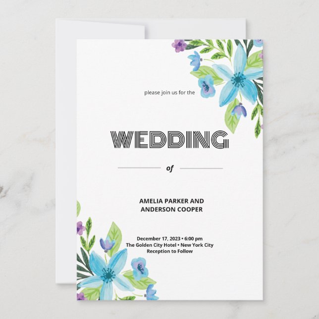 Pure Love Blossoms Wedding Invitation (Front)