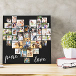 Pure Love Heart Shaped Photo Collage Small Square Canvas Print<br><div class="desc">Create your own heart shaped Photo Collage with 36 of your favorite family pics and selfies. The collage comprises a variety of landscape, portrait and square shapes to give you plenty of options when placing your own photo. The design is complete with "Pure Love" which is lettered in elegant handwritten...</div>