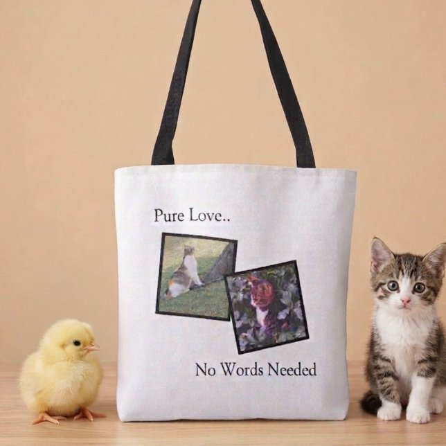 Pure Love Pet Lover Custom Tote Bag (Fully customizable tote bag with photos for pet lovers)
