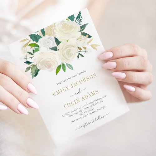 Pure Love Watercolor Floral Wedding Invitation PLC