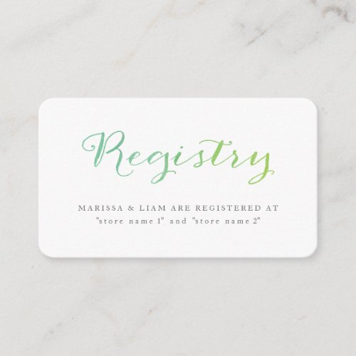 Pure Love Watercolor Registry Cards  Lime Emerald