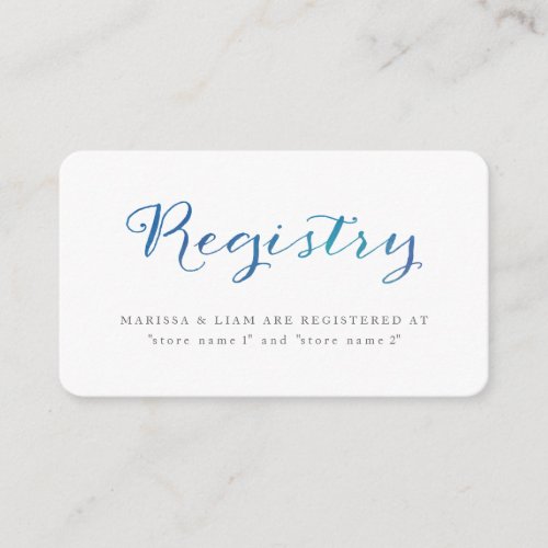 Pure Love Watercolor Registry Cards / Ocean Blue Business Cards