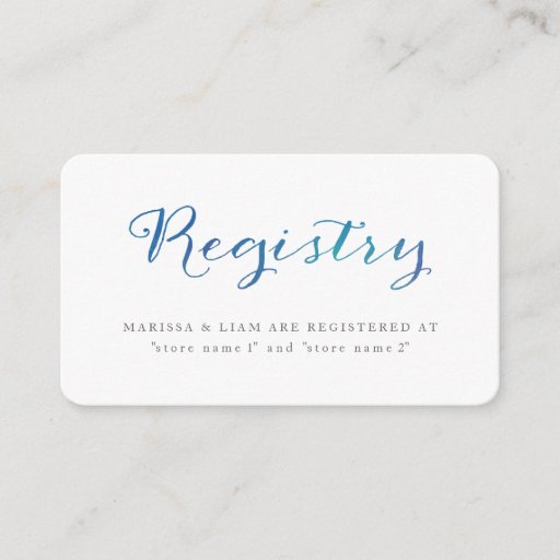 Customizable Pure Love Watercolor Registry Cards / Ocean Blue Business Cards