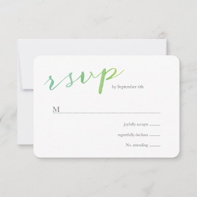 Pure Love Watercolor Wedding RSVP / Lime Emerald (Front)