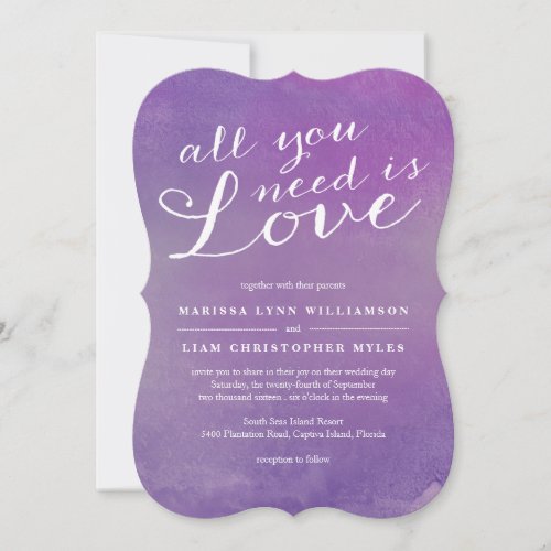 Pure Love Wedding Invitation / Violet 5" X 7" Invitation Card