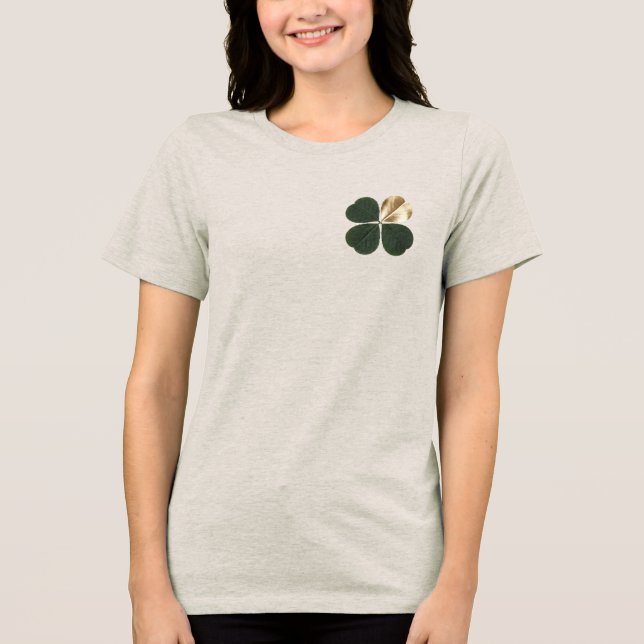 Pure Luck Gilded Clover Luxe Minimalist Womens Tri-Blend Shirt (Front)