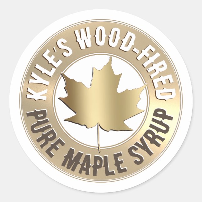Pure Maple Syrup Label Sugarmaker’s Name Gold Leaf (Front)