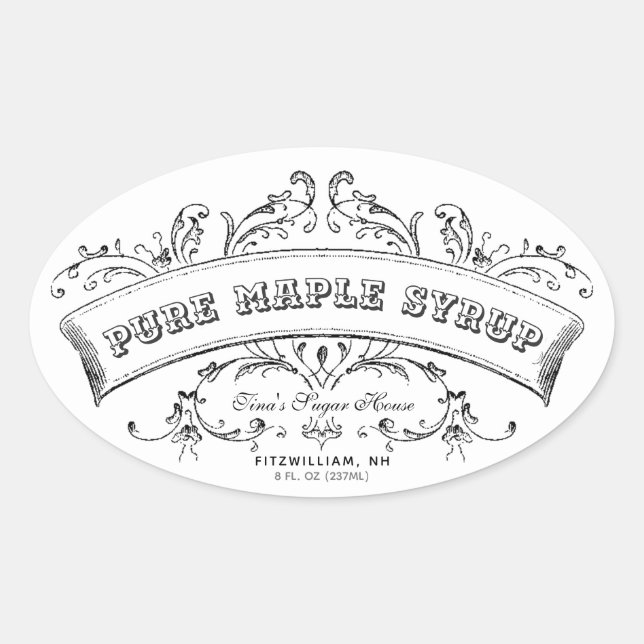 Pure Maple Syrup Old Fashioned Scroll Label (Front)