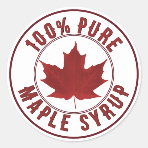 Pure Maple Syrup with Red Leaf Product Sticker