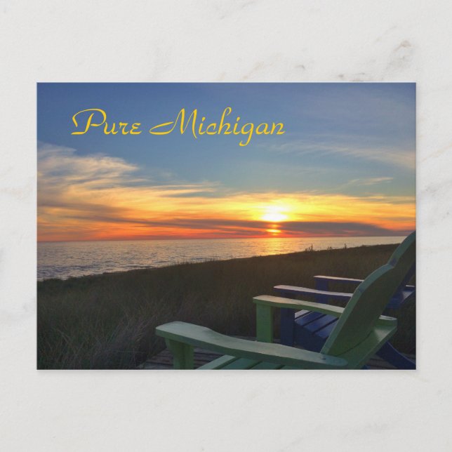 Pure Michigan Sunset Beach Postcard (Front)