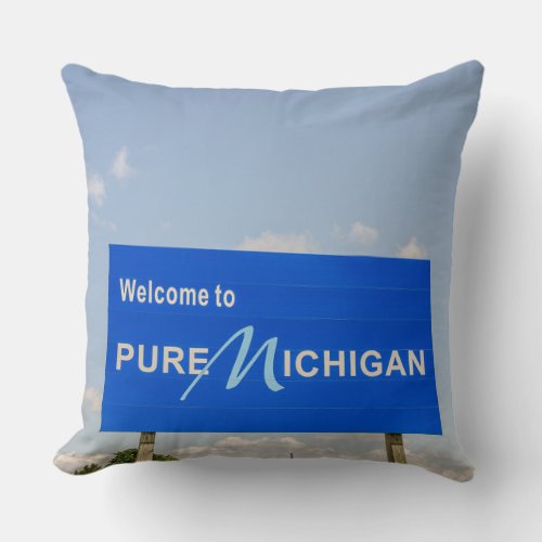 Pure Michigan Welcome Sign Throw Pillow