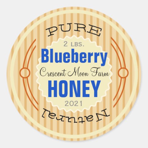 Pure Natural Blueberry Customized Honey Jar Classic Round Sticker