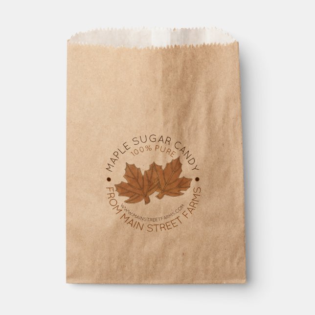 Pure Organic Maple Sugar Syrup Candy Leaf Leaves Favor Bag (Front)