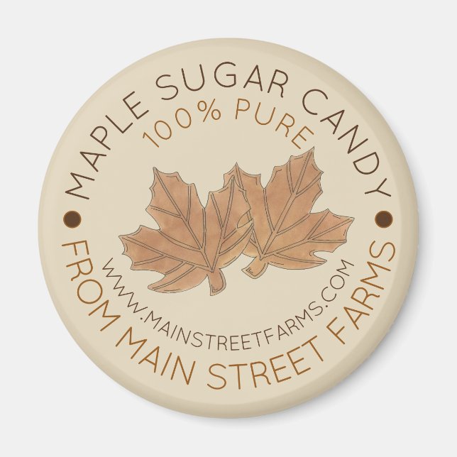 Pure Organic Maple Sugar Syrup Candy Leaf Leaves Magnet (Front)