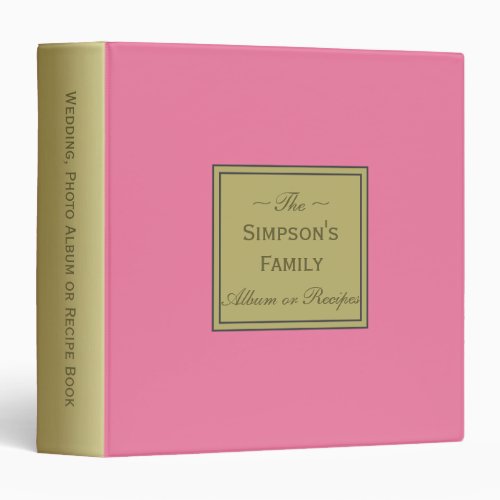 Pure Pink  Gold For Photo Wedding Album Recipes 3 Ring Binder