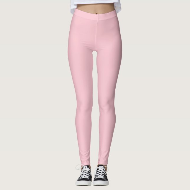 Pure Pink Solid Color Leggings (Front)