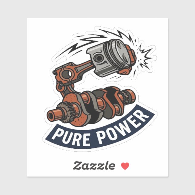 Pure Power Engine Piston Biker Motorcycle Sticker (Sheet)
