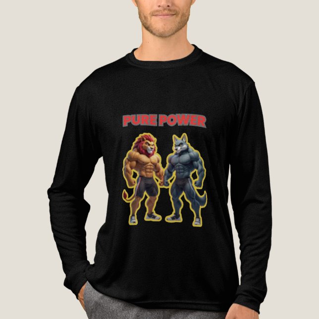 Pure Power – Strong Animal Muscle Cartoon Design Tri-Blend Shirt (Front)