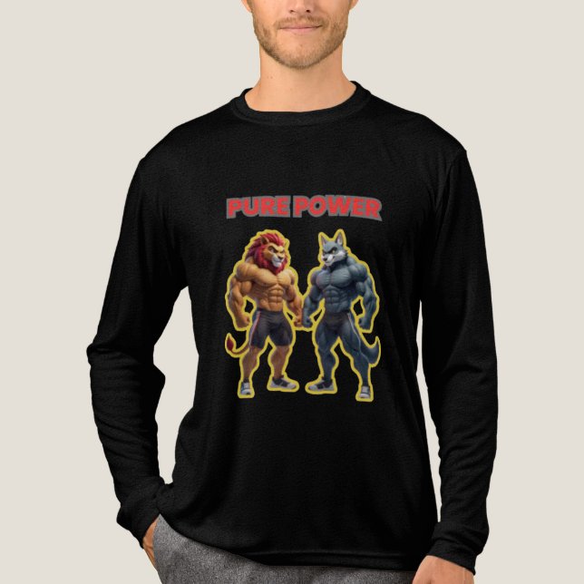Pure Power – Strong Animal Muscle Cartoon Design Tri-Blend Shirt (Front)