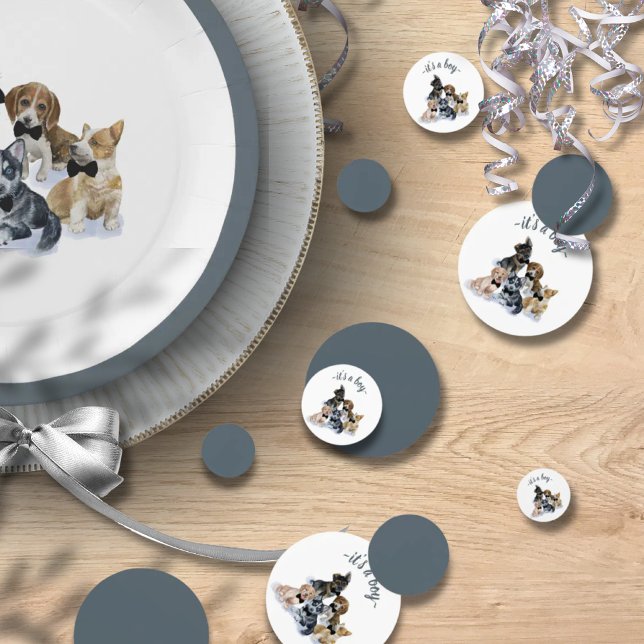 Pure Puppy | Black Tie Elegant Cute Baby Shower Confetti (Pure Puppy | Black Tie Elegant Cute Baby Shower Confetti)