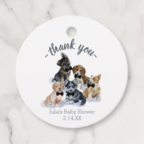 Pure Puppy  Black Tie Elegant Cute Baby Shower Favor Tags