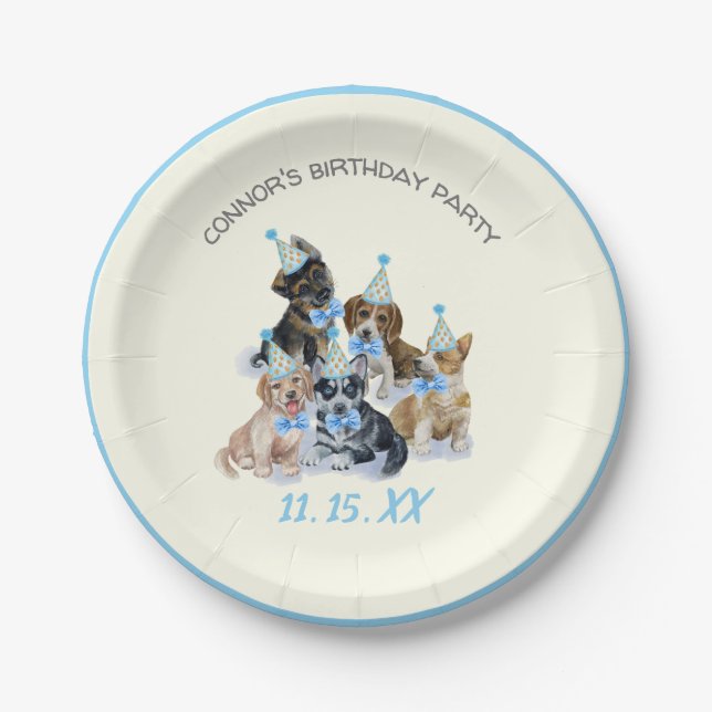 Pure Puppy | Dogs Theme Birthday Party Supplies Paper Plates (Front)