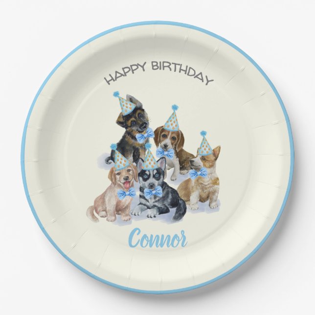 Pure Puppy | Dogs Theme Birthday Party Supplies Paper Plates (Front)