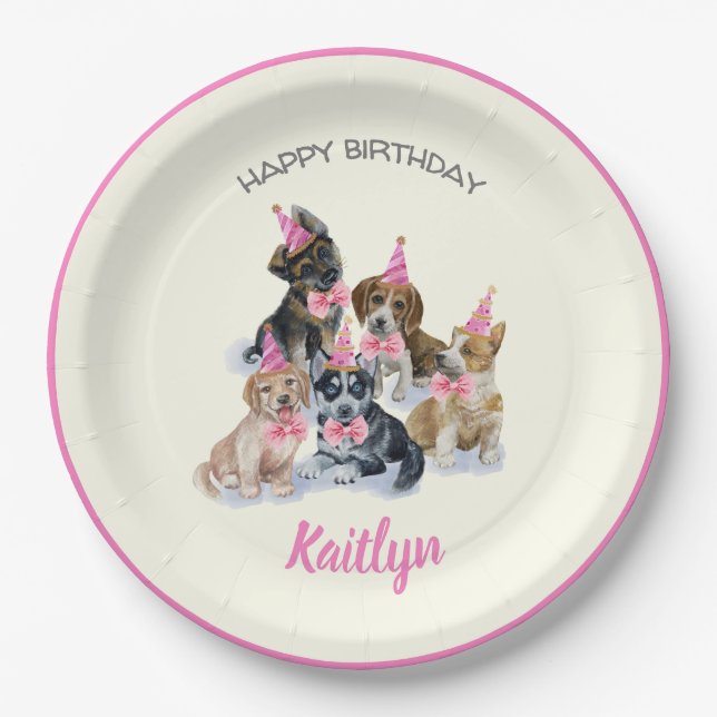 Pure Puppy | Dogs Theme Birthday Party Supplies Paper Plates (Front)