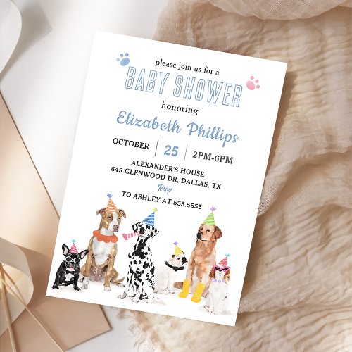 Pure Puppy  Elegant Cute Baby Shower Party Invitation
