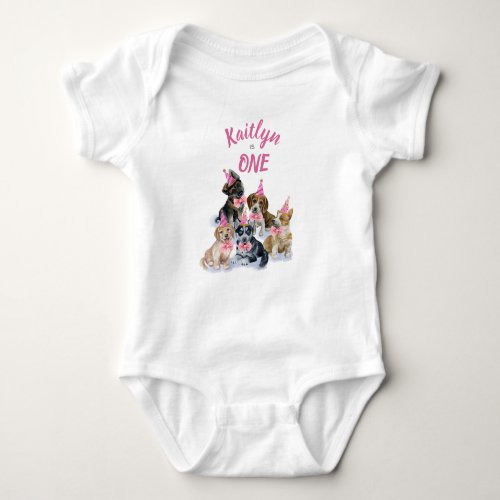 Pure Puppy  Girls Pink First Birthday Party Gift  Baby Bodysuit