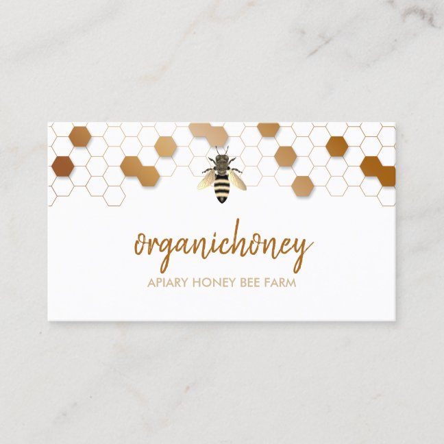 Pure Raw Honey Bee Apiary Honeycomb Business Card