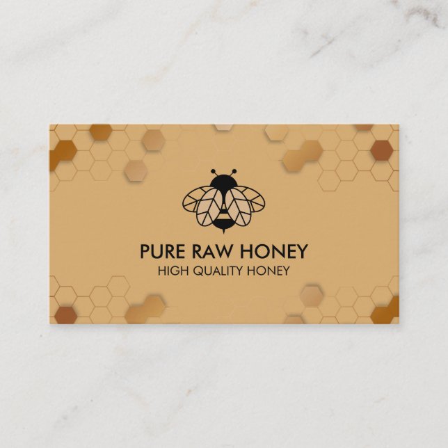 Pure Raw Honey Bee Keeper Honeycomb Apiary Business Card (Front)