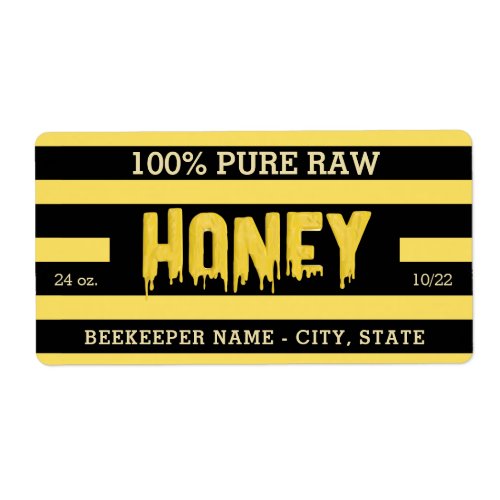 Pure Raw Honey Gold Striped Label