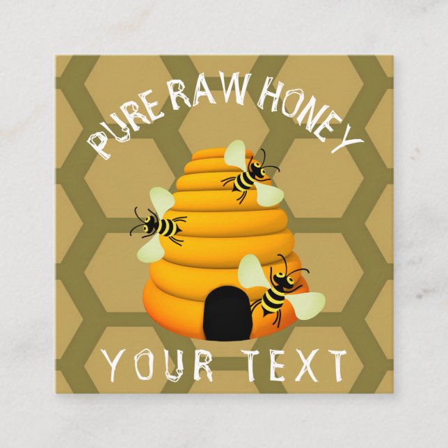 Pure Raw Honey Square Business Card (Front)