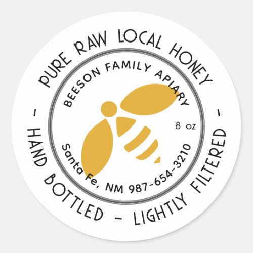 Pure Raw Local Honey Label Gold Bee