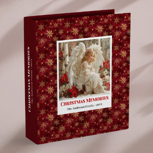 Pure Red Gold Angel Custom Holiday Design memory  3 Ring Binder