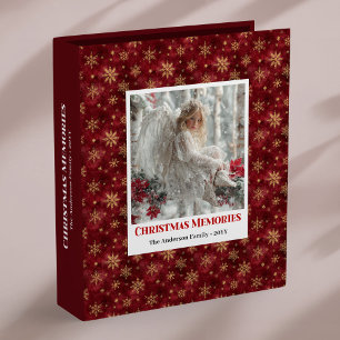 Pure Red Gold Angelic Victorian Christmas Photo 3 Ring Binder
