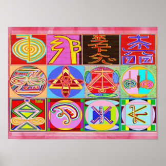 Pure REIKI Healing Art - 12 Symbols Poster