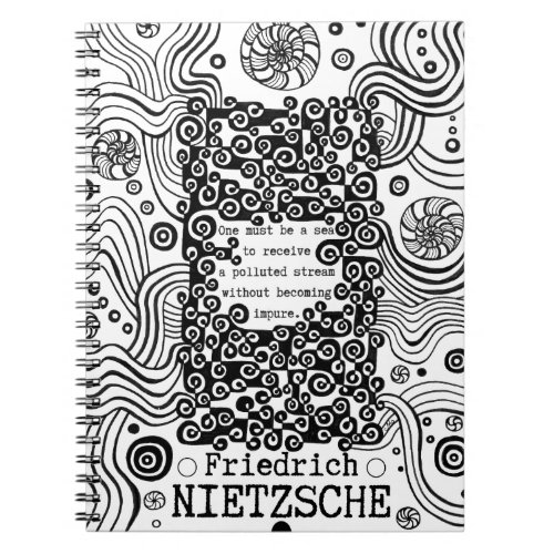 PURE sea ink illustration quote by Nietzsche Notebook