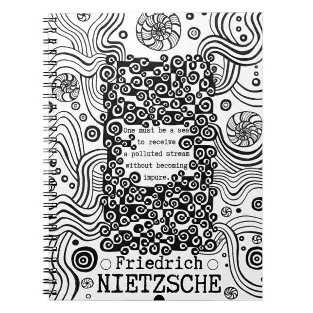 PURE sea ink illustration quote by Nietzsche Notebook (Front)