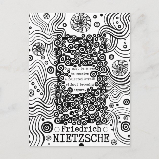PURE sea ink illustration quote by Nietzsche Postcard (Front)