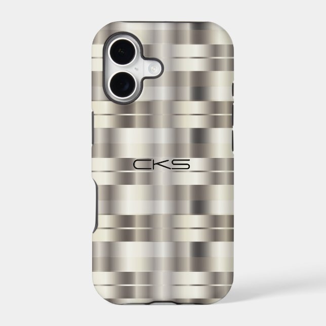 Pure Silver Stripes | Monogrammed Case-Mate iPhone Case (Back)