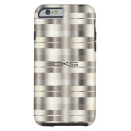 Pure Silver Stripes | Monogrammed Tough iPhone 6 Case