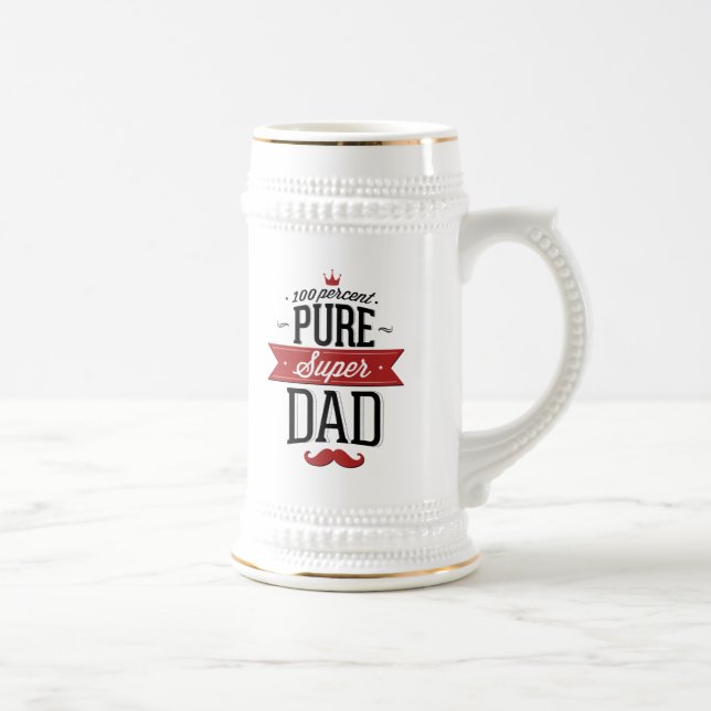Pure Super Dad Moustache Red and Black Beer Stein (Right)